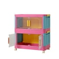 thumbnail image 5 of Aukfa 5 Tier Collapsible Storage Bins,20" Side Plastic Storage Cabinet with Wheels,Pink, 5 of 7