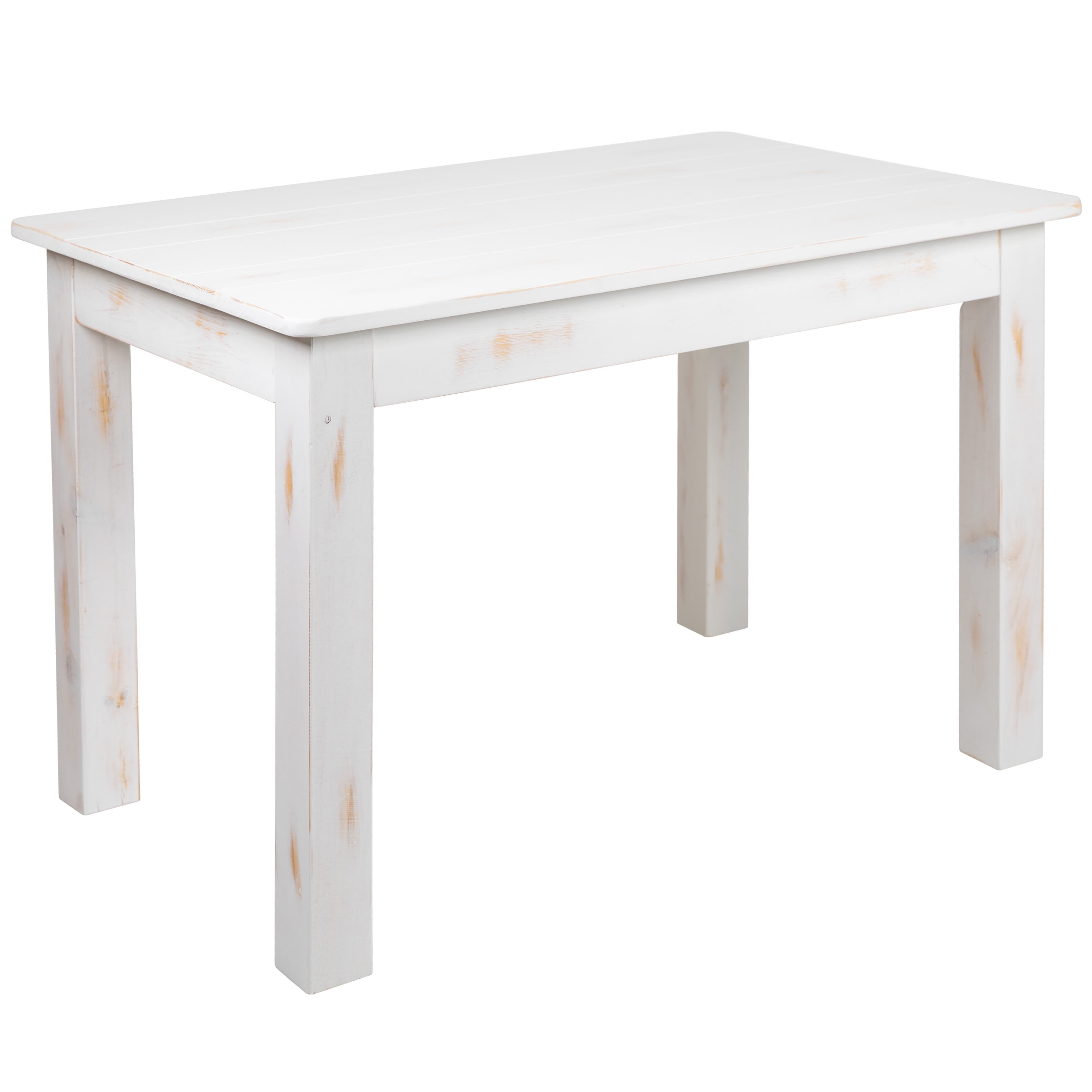 Merrick Lane 46" x 30" Rectangular Antique Rustic White Solid Pine Farm Dining Table