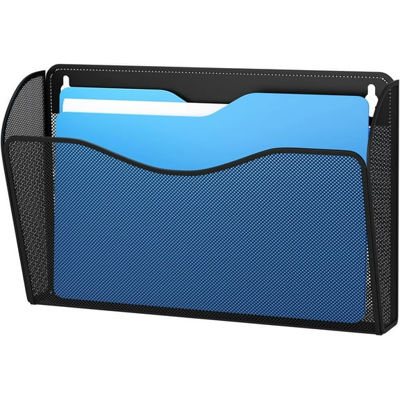 13.6x3.2x8.7In Wall Mounted Mail Organizer,Black Mesh Hanging Wall File Holder for Home,Basket Mail Organizer for Document,Book