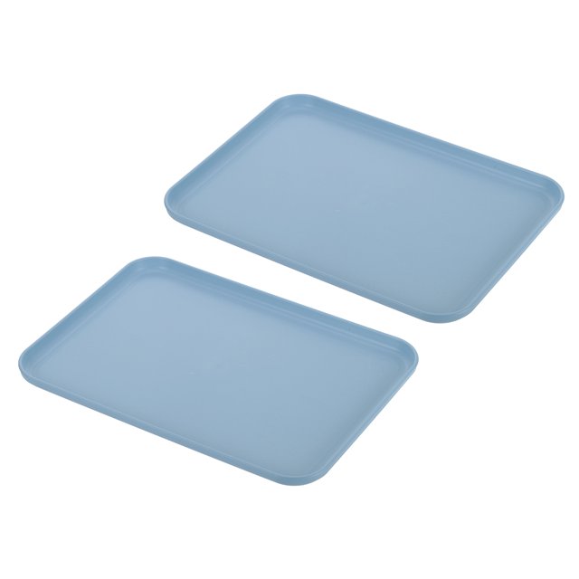 Unique Bargains 12x9' Fast Food Tray, 2 Pack PP Plastic Reusable Multi-Purpose Non-Slip Serving Tray Blue