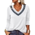thumbnail image 2 of Jersey con cuello en V de leopardo, camiseta holgada informal de manga larga, túnica suave de moda para mujer, 2 of 5