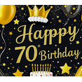 thumbnail image 3 of Glamorous Black and Gold Happy 70th Birthday Banner with Balloons Cakes and Champagne Party Decoration Backdrop for Birthday Party Photography Props Decorations, 3 of 7
