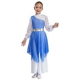 thumbnail image 2 of Miutii Kids Girls Color Block Dance Dress for Liturgical Worship Praise Long Sleeve Church Choir Gown Dancewear Royal Blue 14, 2 of 7