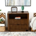 thumbnail image 3 of Carla Mid Century Modern Solid Wood Walnut Nightstand with 2 Drawers, 3 of 7