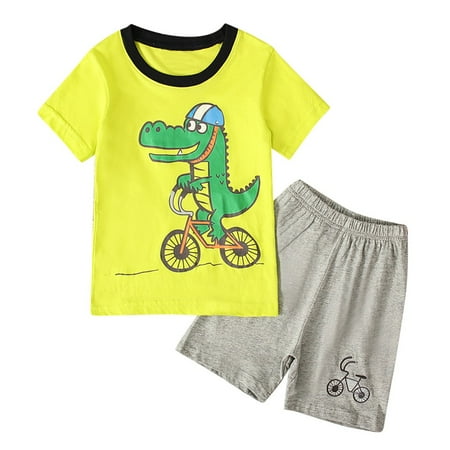 

Kids Boys Summer Short Sleeved Shorts Home Clothes Cartoon Printed Tops Shorts Home Clothes Pajamas Set