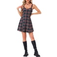thumbnail image 2 of Vestido sin mangas de mujer con tirantes de cuadros y cremallera frontal XL rojo azul real, 2 of 6