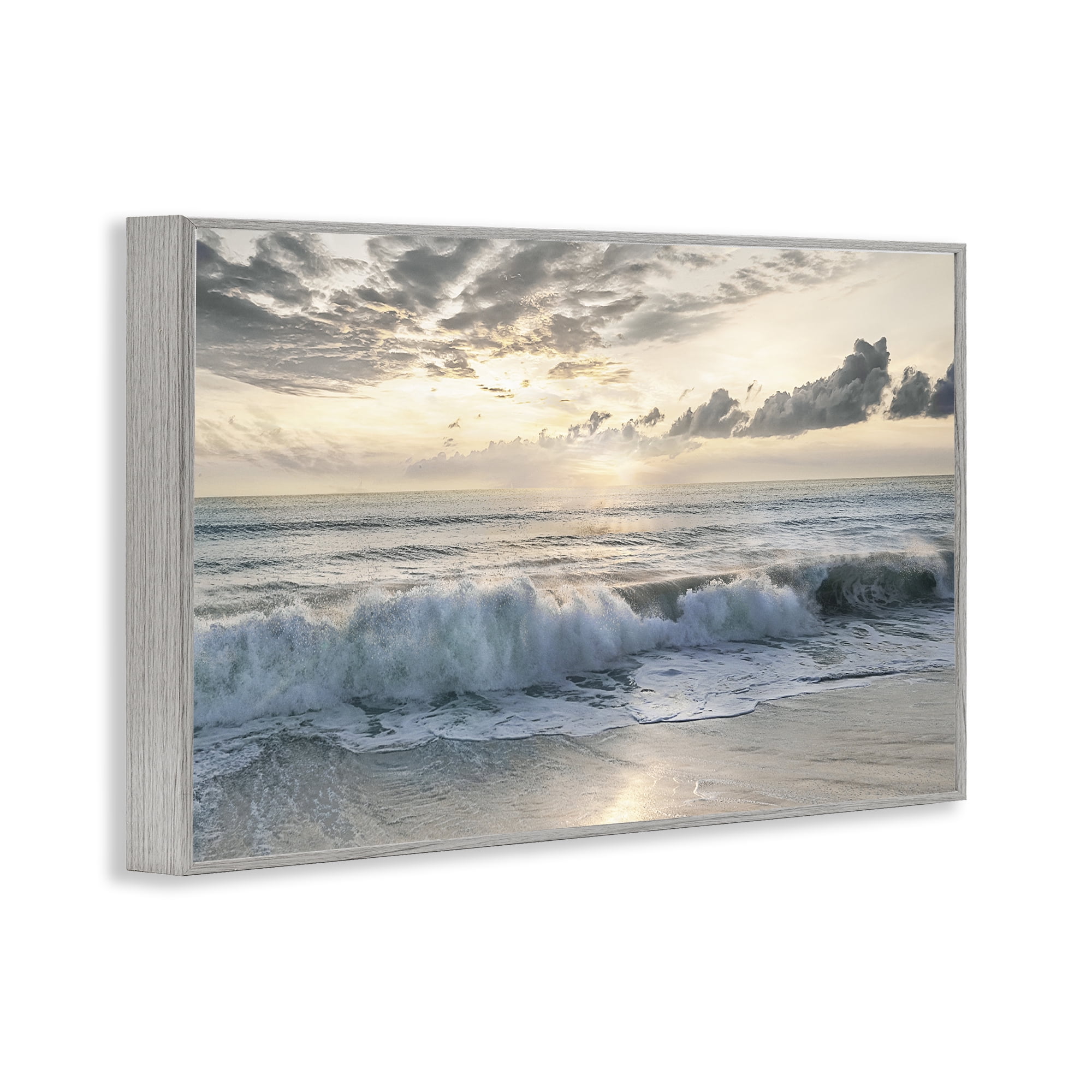 Stupell Industries Sunset Foam Along Shoreline Gray Framed Giclee Art, design by Mike Calascibetta