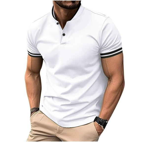 Maean Men's Shirts Casual Short Sleeve Basic Shirt Classic Lightweight Button Fashion Pullover T-Shirts