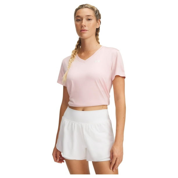 Camiseta Under Armour Mujer Tech Twist Cuello en V XXL Rosa/Blanco