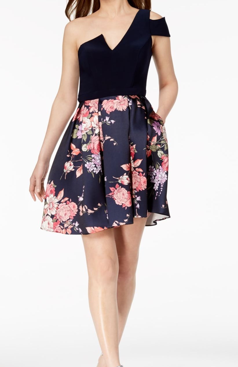 betsy and adam printed pleated gown