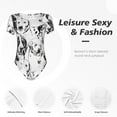 thumbnail image 4 of KLL Women 's Crew Neck Bodysuit Jumpsuits Labrador Retriever Dog Print Short onesies Stretch T Shirts, 4 of 7