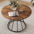 thumbnail image 1 of Costway 47” Round Dining Table with Wooden Tabletop, Metal Base for Home Dining Room Brown + Black, 1 of 10