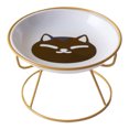 thumbnail image 1 of LYMAYTER Elevated Ceramic Bowl Set -Vomit Cervical Vertebrae Indoor Cats Small Pets Colorful Patterns Pet Supplies, 1 of 7