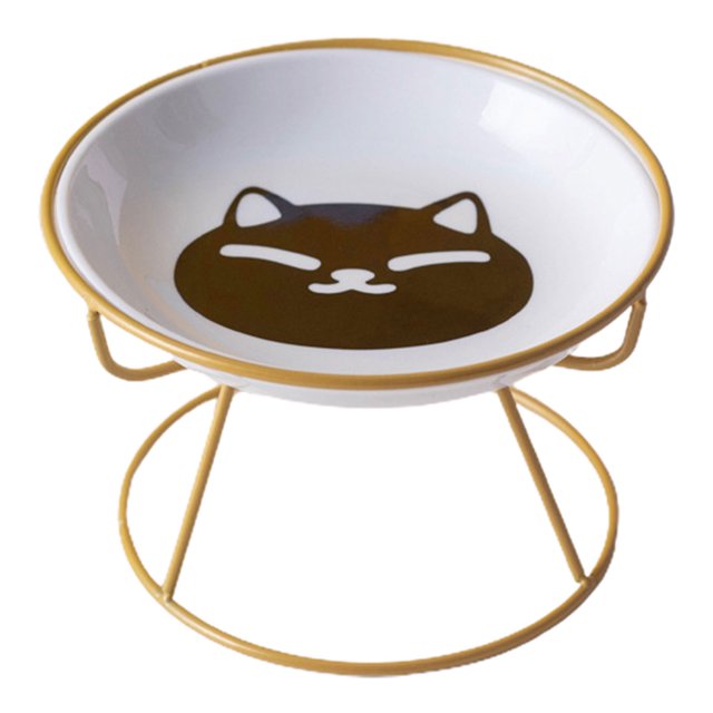LYMAYTER Elevated Ceramic Bowl Set -Vomit Cervical Vertebrae Indoor Cats Small Pets Colorful Patterns Pet Supplies