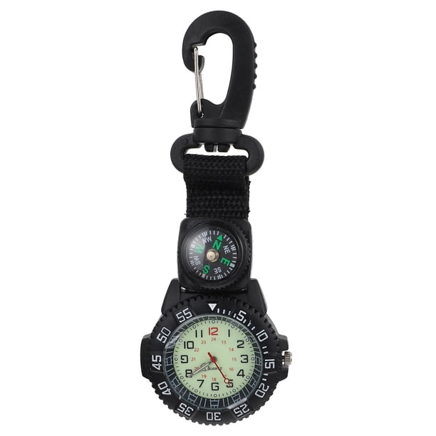 Reloj colgante multifunción con correa de nailon y mosquetón, reloj de bolsillo deportivo.