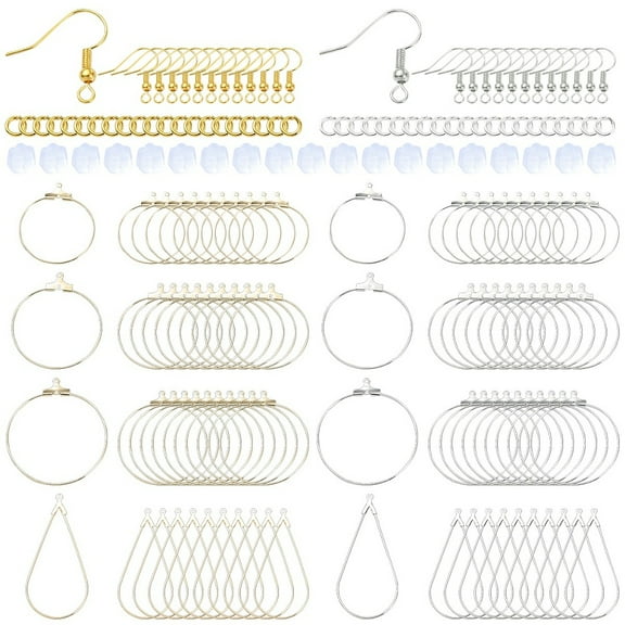 1 box DIY Brass Geometry Hoop Earring Making Kit Mixed color 17~19x16~18x0.8mm Hole: 2mm Brass