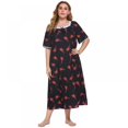 thumbnail image 2 of Chemise de Nuit Douillette à Manches Courtes pour Femmes, Encolure Carrée, Imprimée, Grande Taille, Robes de Maison pour Femmes TG-4TG, 2 of 5
