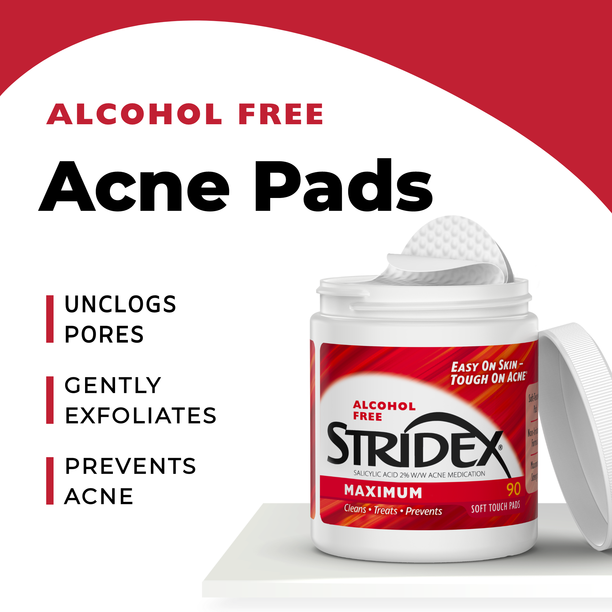 Stridex Medicated Acne Treatment Pads, Maximum Strength 2.0% Salicylic Acid, 90 Ct - image 4 of 13