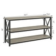 thumbnail image 2 of 3 Tier Console Table, 55.1" Narrow Entryway Table with Storage, Wood Sofa Table with Metal Frame, Industrial Behind Couch Table for Living Room, Hallway, Entryway-Grey, 2 of 7