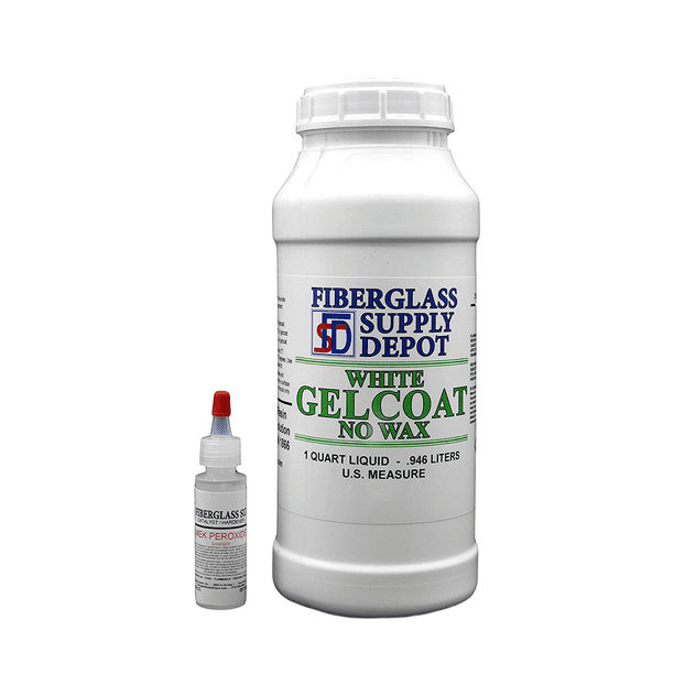 Fiberglass Supply Depot Inc. White Gelcoat NO Wax Quart with 15cc
