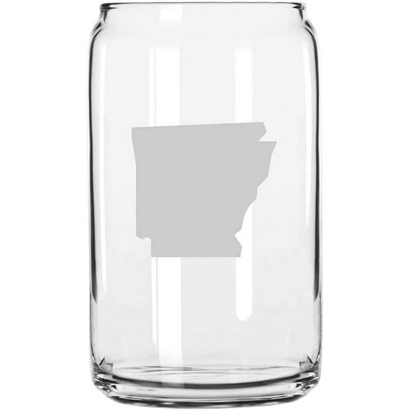 Arkansas States Etched 16oz Libbey Can Glass