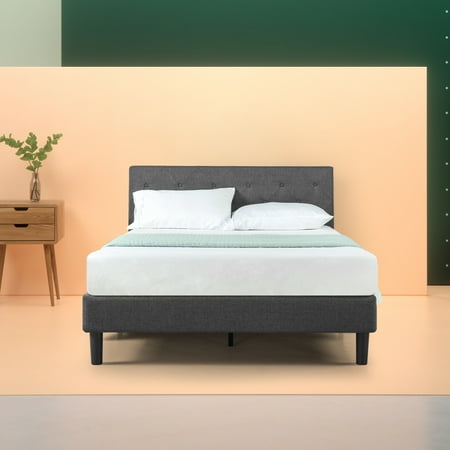 Full Slat Bedroom - Zinus Upholstered Diamond Stitched Platform Bed with Slat Support, Full