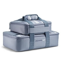 Rachael Ray Lasagna Lugger Duo, Casserole Carrier, Fits 9" x 13" Baking Dish, Slate Stripe.