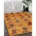thumbnail image 3 of Ahgly Company Machine Washable Indoor Square Abstract Dark Orange Area Rugs, 6' Square, 3 of 7
