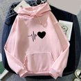 thumbnail image 3 of Sudaderas con capucha informales para mujer Otoño Invierno nuevo Tricolor Colorblock estampado de letras cuello redondo manga larga suéter femenino, 3 of 5
