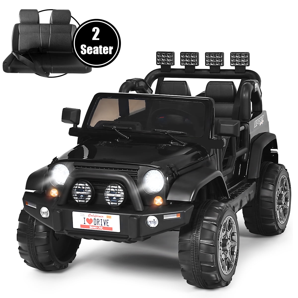 Topbuy Black 12 V Jeep Truck Powered Ride-On with Remote Control
