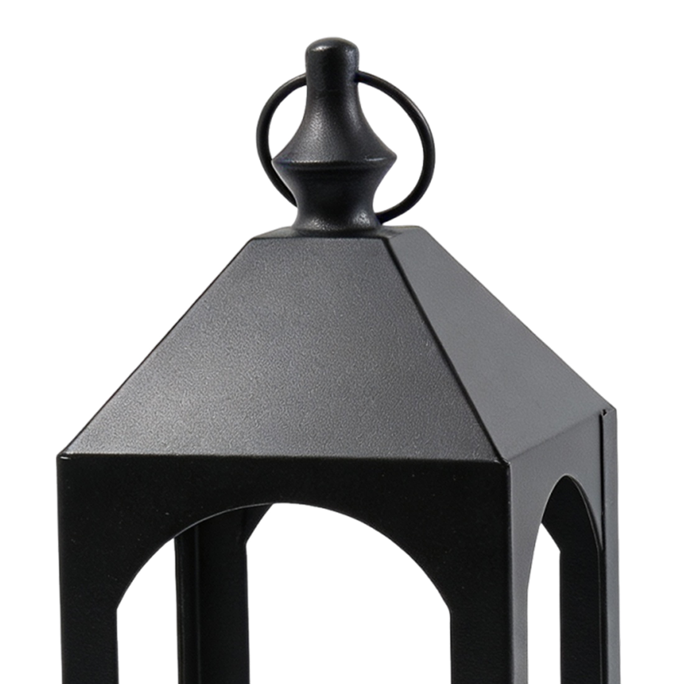 GARITIN 17" Black Metal Lantern Candle Holder, Outdoor & Indoor Decor for Patio, Garden, Porch, Pathway Lighting, House Warming Gift