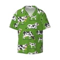 thumbnail image 4 of Uemuo Cows With Calfs Green Pattern Cotton Linen Short Sleeve Shirts,Casual Lightweight Button Down Shirts,Vacation Beach Summer Tops-3X-Large, 4 of 7