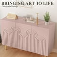 thumbnail image 5 of HLR 47" Modern Wood Accent Storage Cabinet with Relief Patterned 3 Doors Buffet Cabinet, Pink, 5 of 9