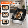 thumbnail image 3 of Black-2Pack XL Stainless Steel Cat Litter Box with High Sides, 3 of 9