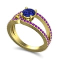 thumbnail image 2 of 2.50 Carat Round Cut Blue Sapphire & Amethyst Gemstone Beautiful Bridal Ring for her 18K Yellow Gold Size 6.5 by Diamond-Capitals, 2 of 8