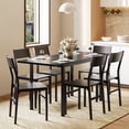 thumbnail image 1 of Comedor Extendible 6 Personas Mesa Expandible de 1.2 a 1.6 m con 6 Sillas Moderno Color Negro, 1 of 6