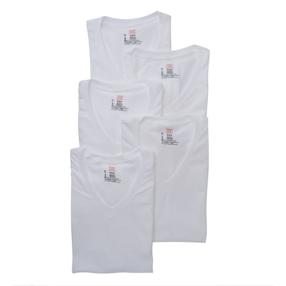 Men's Hanes Y777P5 Platinum V-Neck T-Shirts - 5 Pack (White XL)