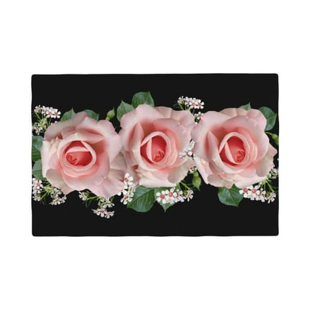 

Table Placemats Set of 4 - Pink Roses 12x18 In Faux Linen Double Heat Resistant Place Mats Cloth Indoor/Outdoor Placemats Washable Table Mats for Dining Kitchen Party