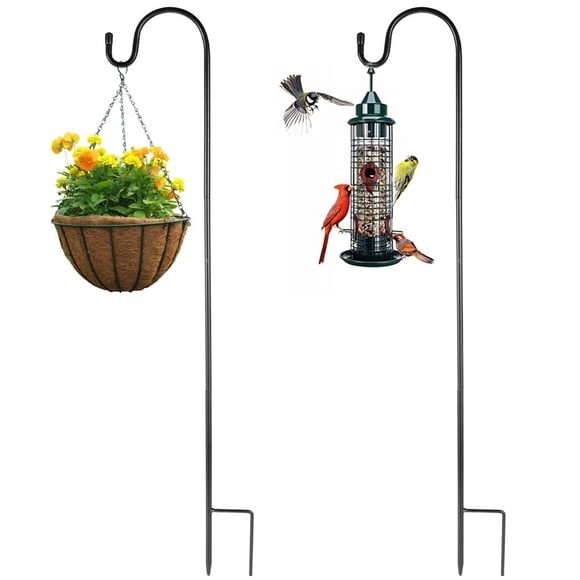 2 Pack Shepherd Crook Hooks Adjustable Metal Shepherd Curled Hook Rust Resistant Shepherds Garden Outdoor Hanging Plants Hook for Bird Feeder Light Solar Christmas Lights Lanterns