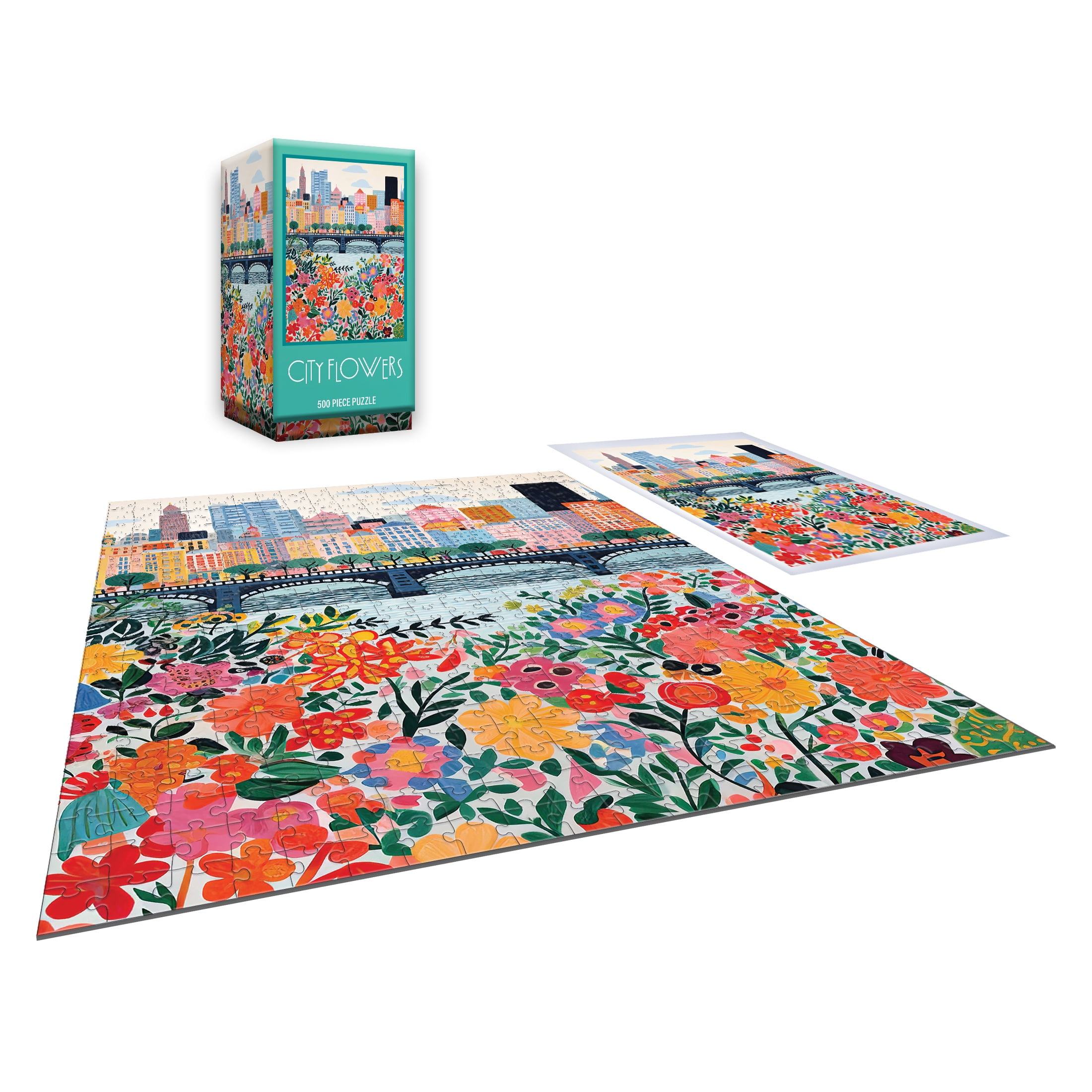 RoseArt Vertical Visions 500-Piece London Flower Market Adult Interlocking Puzzle