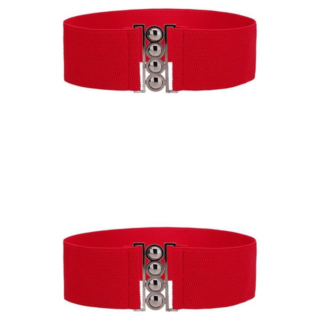 Minnieouse Moda cinturón elástico ajustable cómodo abajo chaqueta Multicolor adornos Día de San Valentín mujer accesorios rojo Rojo 2piezas