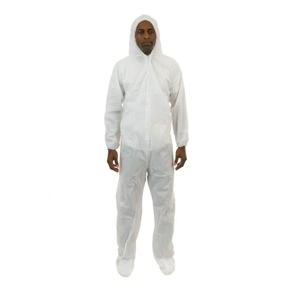 White SMS Coverall with Attached Hood & Boot