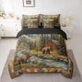 thumbnail image 2 of Homewish Safari Bears Boy Girl Bedding Comforter Set 7pcs,Rustic Jungle Cabin Cottage Queen Bedding Sets Super Cozy,Jungle Animal Wildlife Queen Sheet Sets,Ultra Soft Home Decor,Reversible, 2 of 8