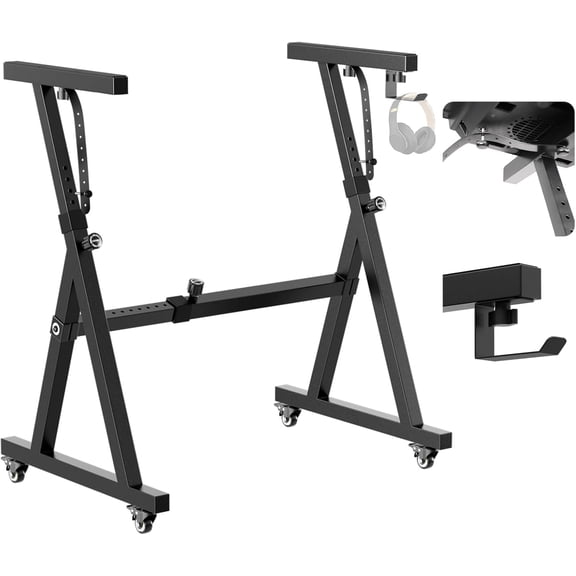 OUKMIC Keyboard Stand with Wheels, Black Z Style Adjustable & Portable Digital Piano Stand, Fits 54/61/76/88 Keys Musical Electric Pianos