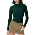 thumbnail image 2 of Women's Slim Fit Turtleneck Sweater, Lightweight Knit Pullover, Fall Winter Casual Top, Ribbed Knit Shirt, Everyday Basic Sweater, Cozy Crewneck Sweater Blackish Green L, 2 of 6