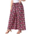 thumbnail image 4 of Agnes Orinda Women's Plus Size Floral Wide Leg Pants Rise Front Tie Boho Flowy Casual Beach Palazzo Trousers with Pockets 1X Black Pink, 4 of 6