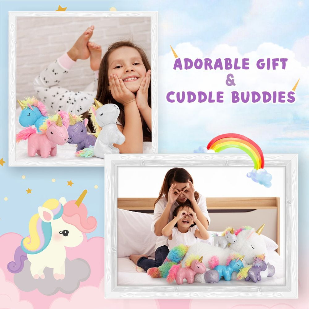 Muiteiur 5 Pcs Unicorn Stuffed Animal 24'' Unicorn Plush with 4 Babies