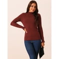 thumbnail image 3 of DARING DIVA Fluffy Lined Sweater Mock Neck Long Sleeve Top S Wine Red, 3 of 5