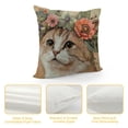 thumbnail image 4 of Qinduosi Vintage Animals Throw Pillow Covers Cute Cat with Flower Wreath Decorative Square Pillowcase for Home Sofa Car Bedroom Decor White, 4 of 5