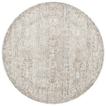 SAFAVIEH Mason Alphonse Medallion Polyester Area Rug, Beige/Dark Gray, 6'3" x 6'3" Round